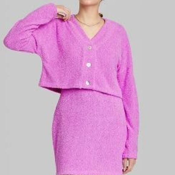 Wild Fable Cropped Cozy Shrug Cardigan Violet S Purple Lightweight‎ Fuzzy VNeck - Picture 2 of 9